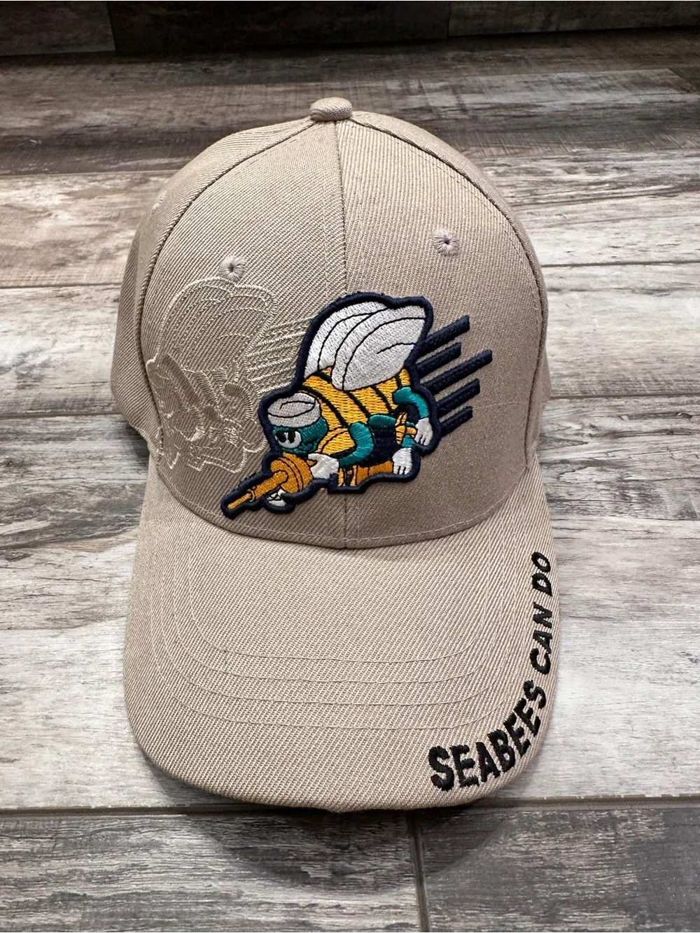 Seabees Embroidered Beige Men's Cap United States Navy